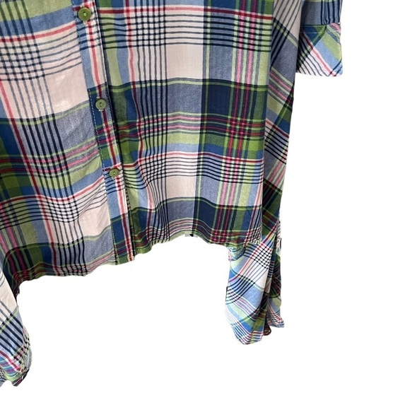 UMGEE Cotton Blend Plaid Long Sleeve Button Front Shark Bite Tunic Dress Small - Picture 7 of 11